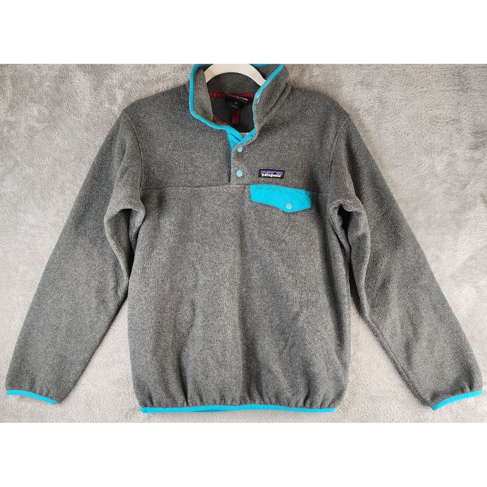Patagonia Synchilla Snap-T Pullover Womens XS Gray Blue Lightweight Fleece